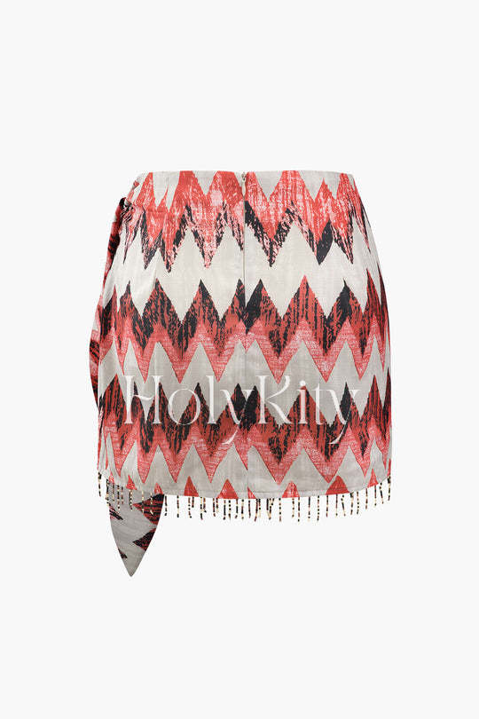 Printed Knot Mini Skirt