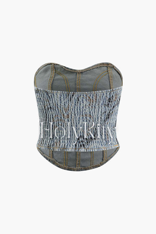 Haut tube en jean imprimé