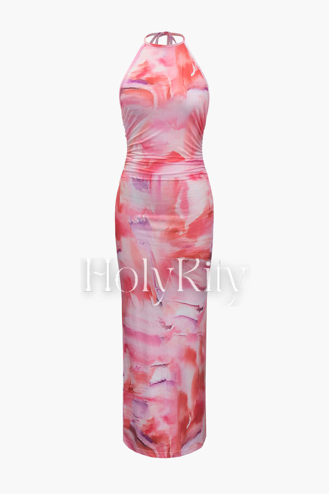 Robe longue dos nu imprimée