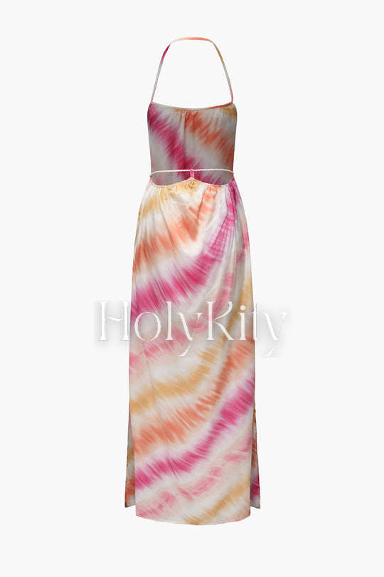 Neckholder-Maxikleid mit Ombré-Seildetail