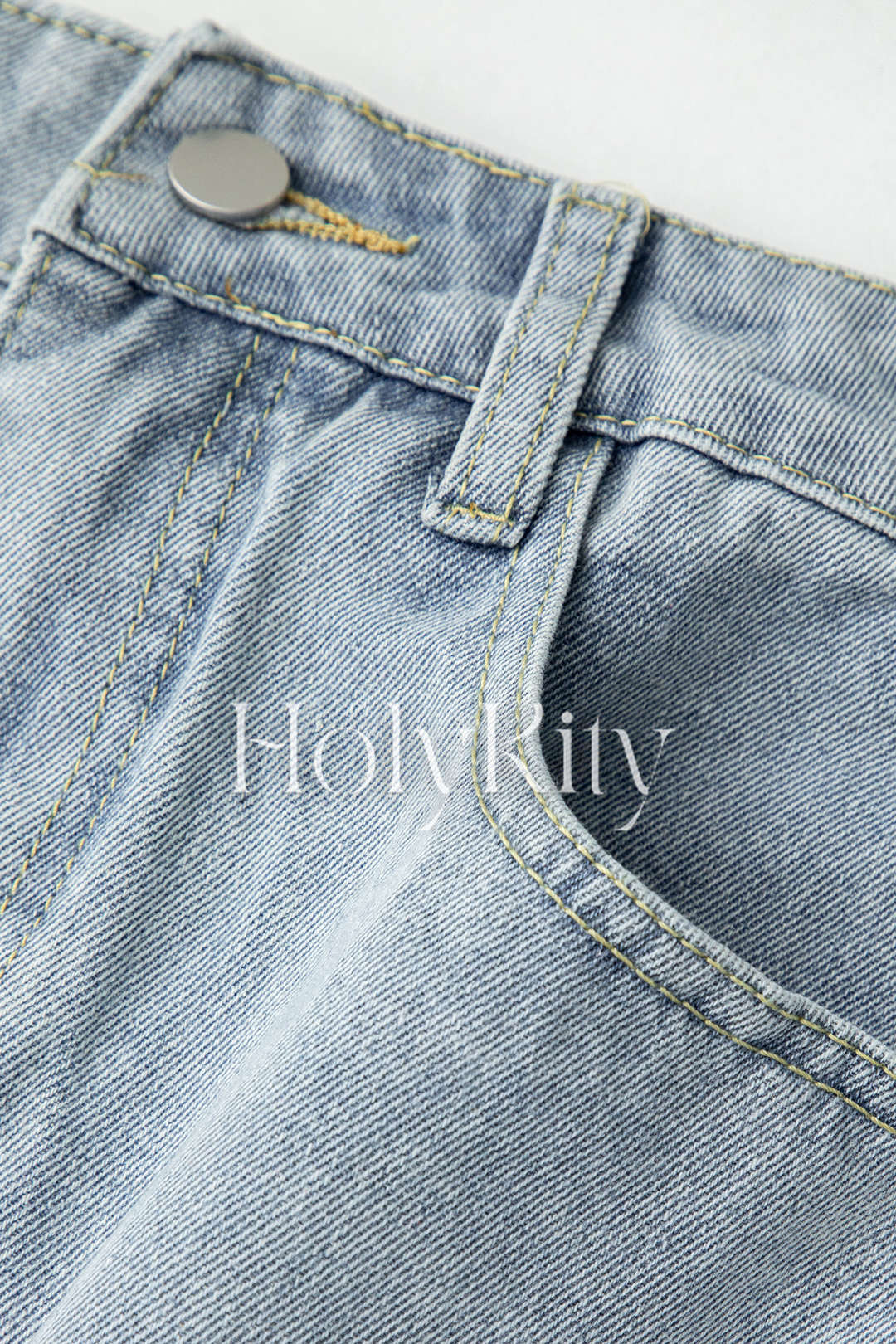 Denim Slit Front Midi Skirt