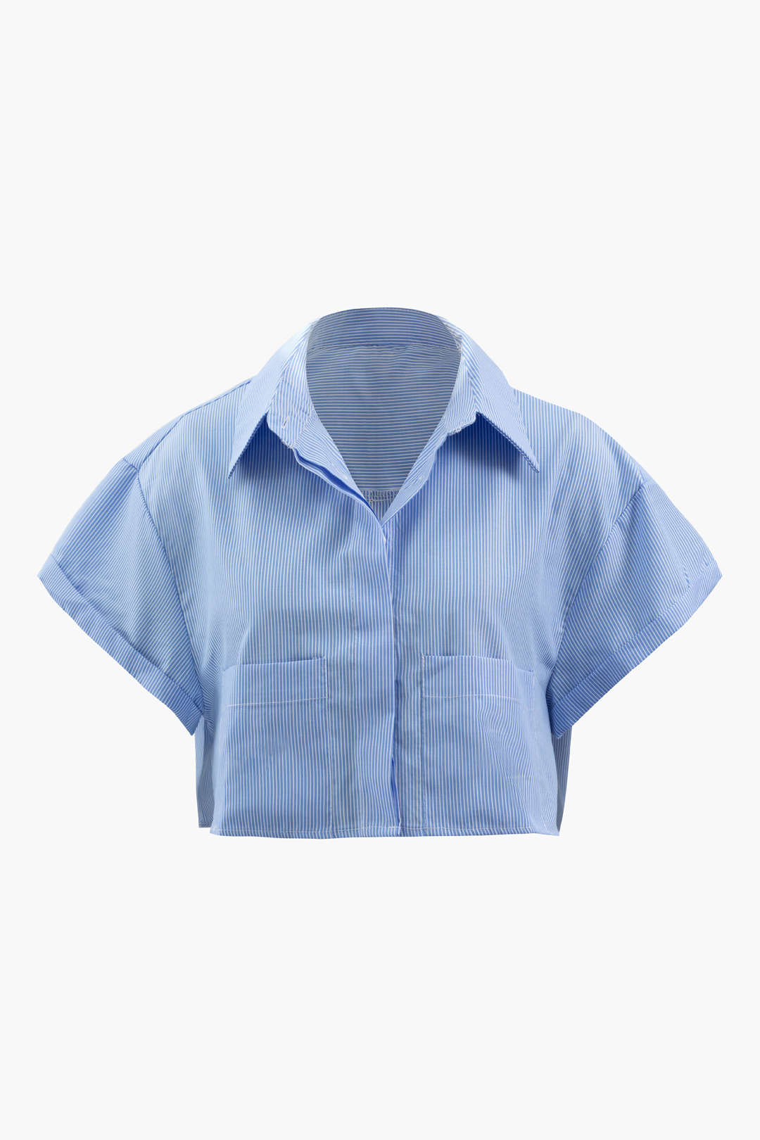 Chemise courte surdimensionnée à rayures fines et poignets roulés