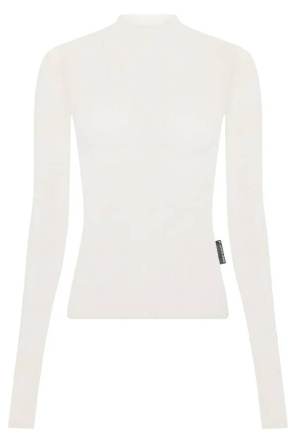 Half-high collar mesh printed bottoming shirt