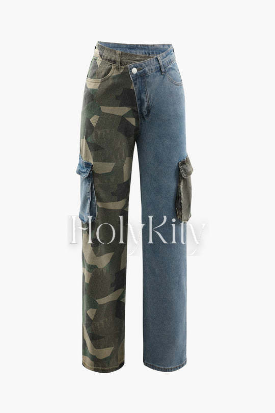 Contrast Camo Cargo Jeans