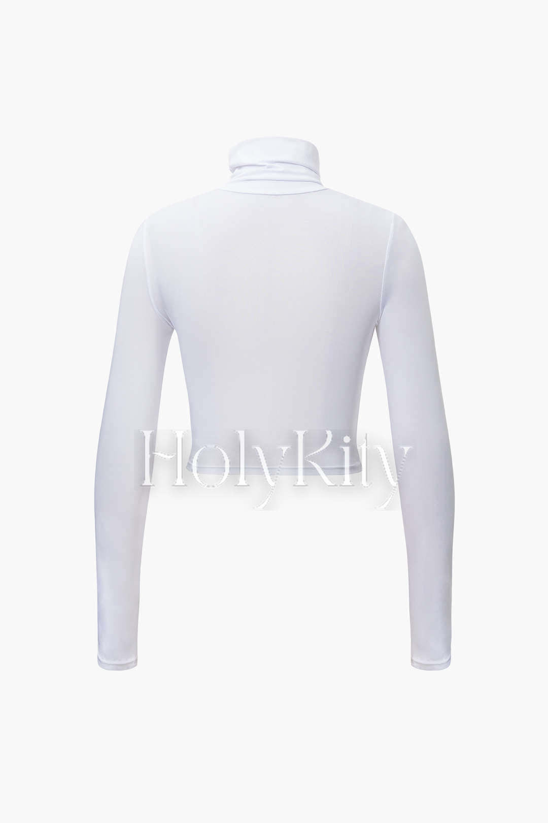 Solid Turtleneck Long Sleeve Crop Top