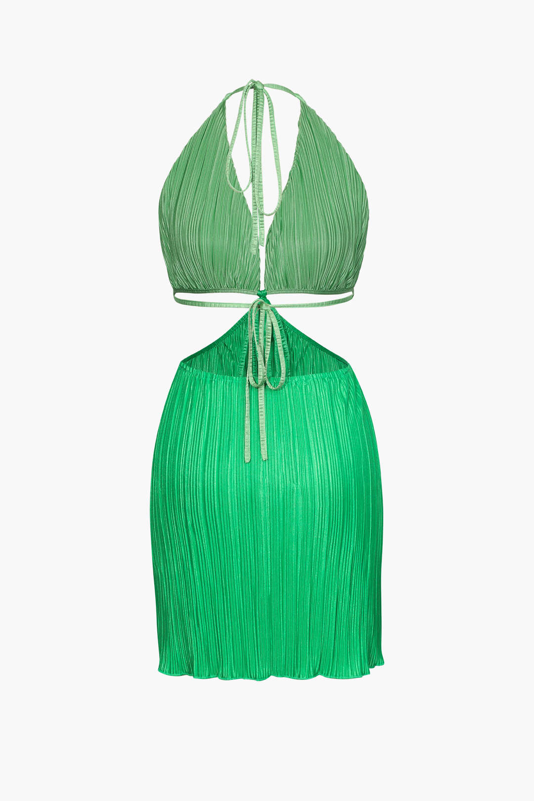 Neckholder-Minikleid mit Cut-Outs und Plissee