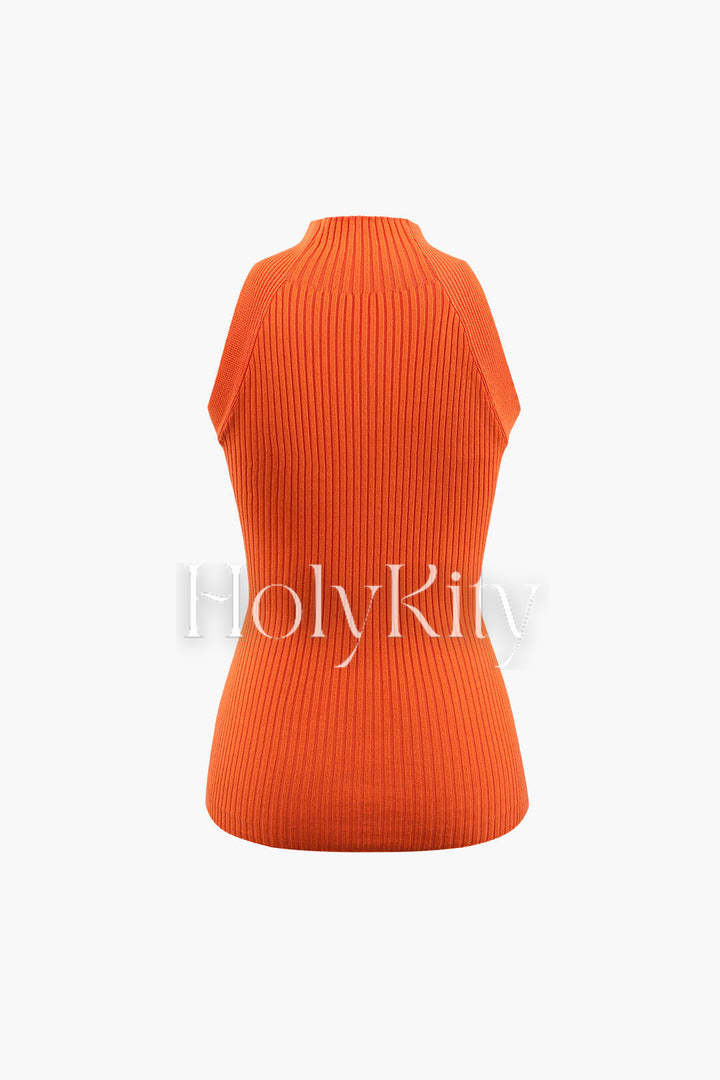 Débardeur en tricot côtelé à découpes torsadées