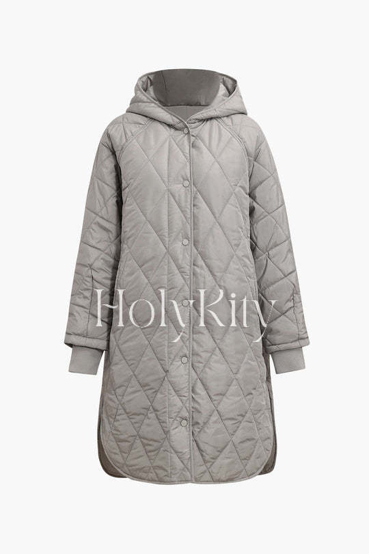 Veste à capuche matelassée en losanges