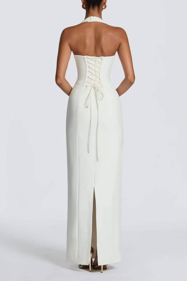 Halter Deep U-Cutout Form-Fitting Gown