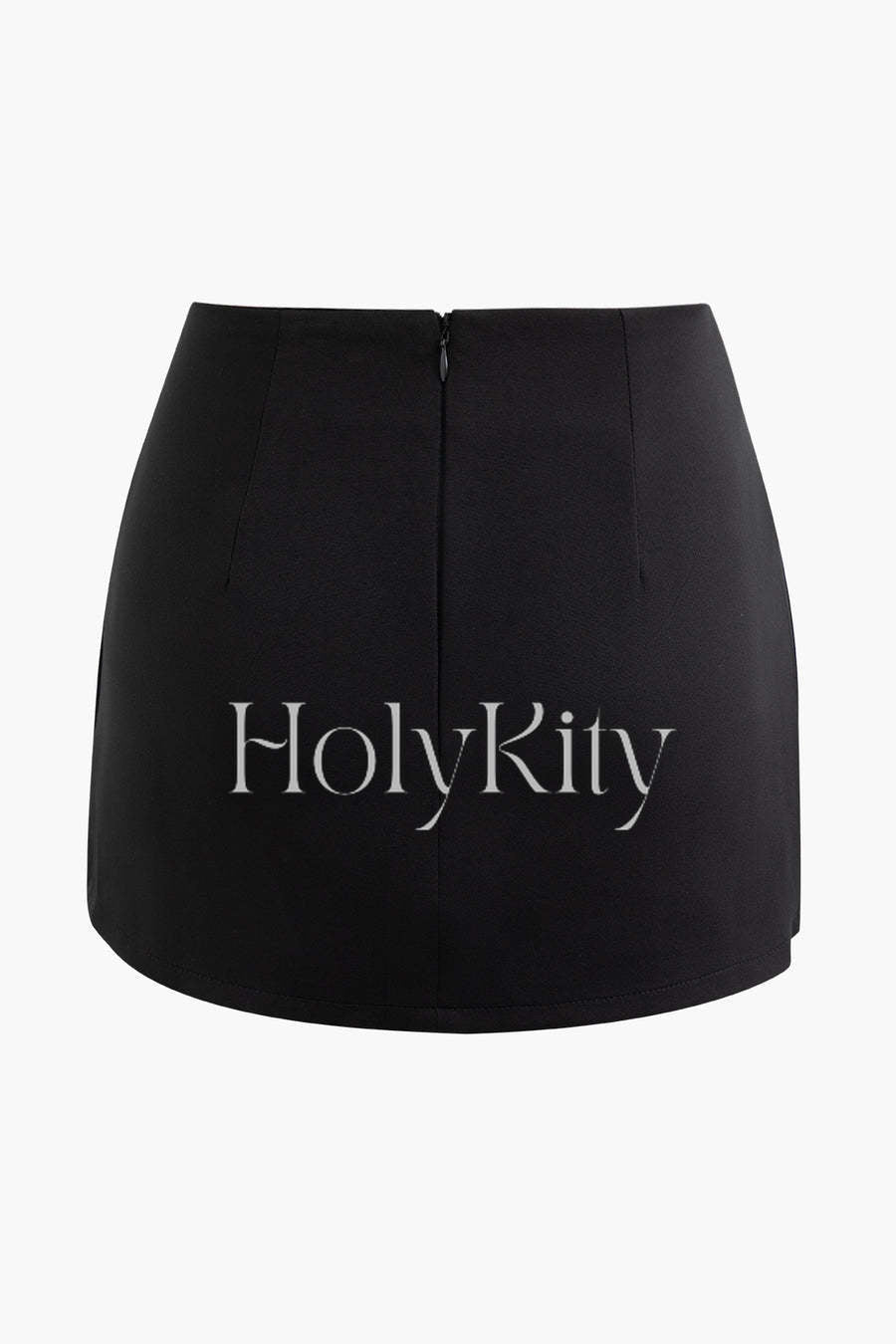 Asymmetric Flap Pocket Zipper Mini Skirt