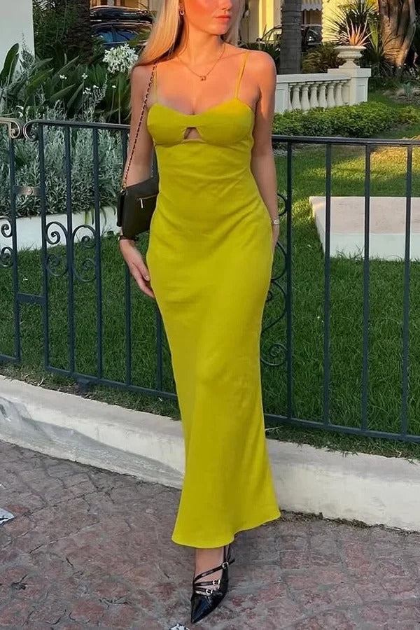 Sexy Hollow Strap Backless Slim Midi Dress