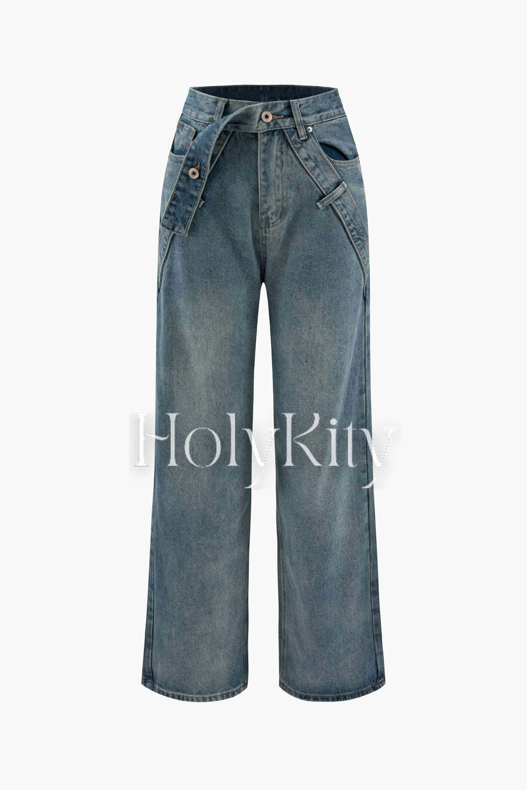 Belted Straight Leg Jeans