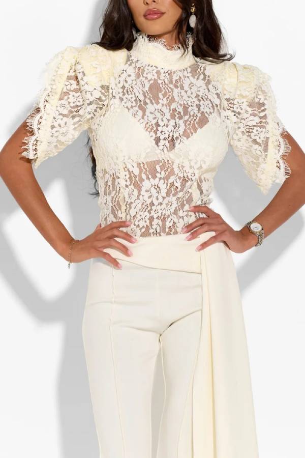GARDENIA Ivory Lace Top