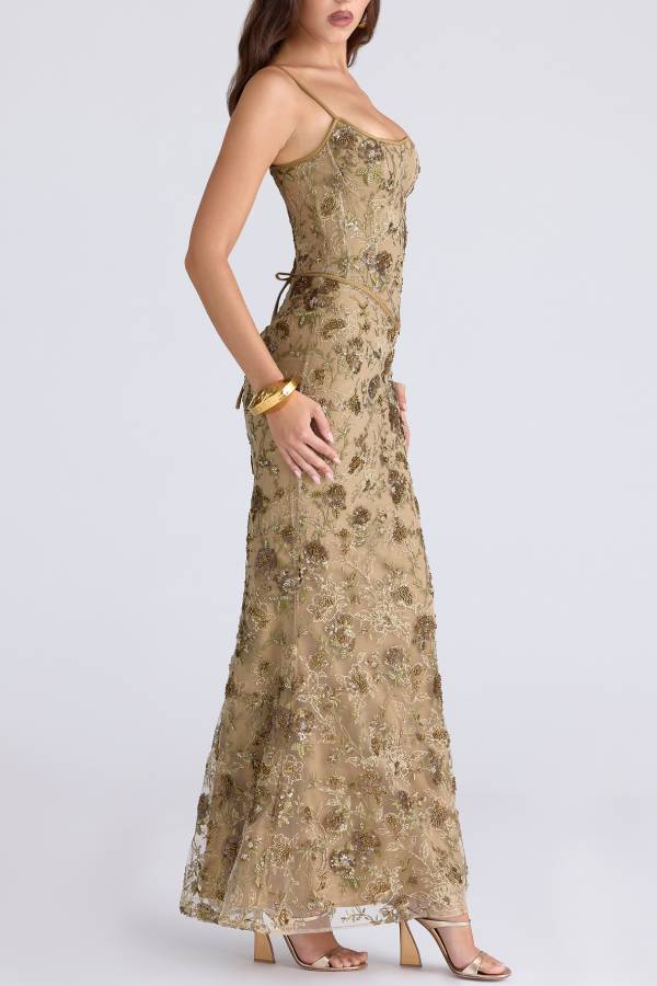Stylish Sleeveless Halter-neck Slim-fit Backless Tie-up Elegant Maxi Dress
