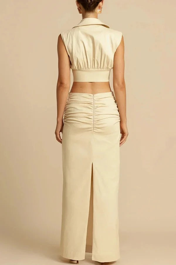 Wardrobe Essential Shirt V-neck Crop Top