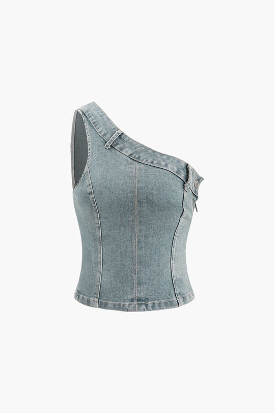 One-Shoulder-Jeans-Tanktop