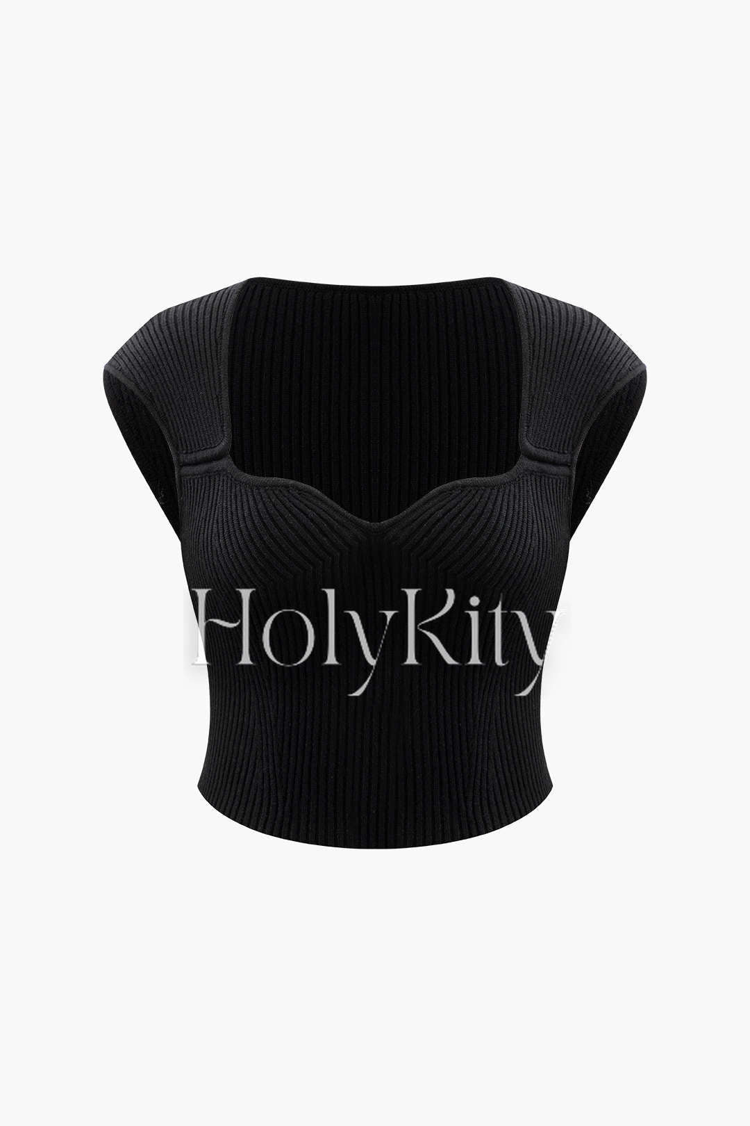 Ärmelloses Stricktop mit herzförmigem Ausschnitt