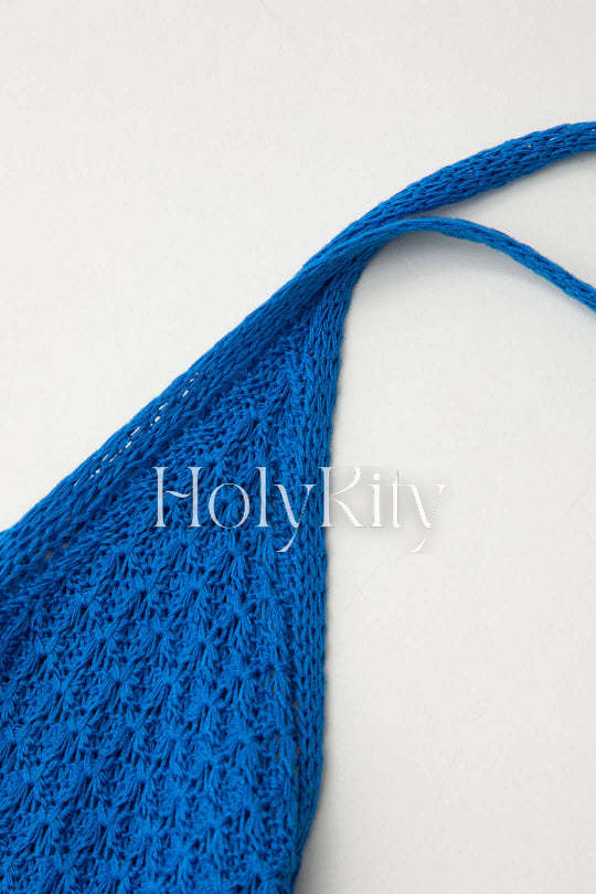 Strickkleid mit U-Ausschnitt und Fransensaum