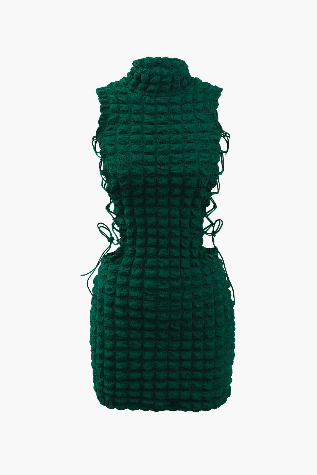 Minikleid mit Popcorn-Struktur und seitlicher Schnürung