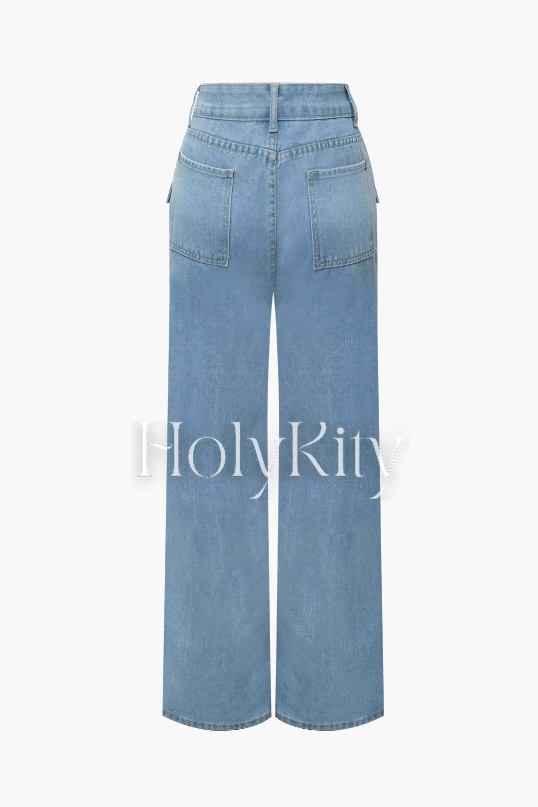 Denim Ripped Flap Pocket Cargo Pants
