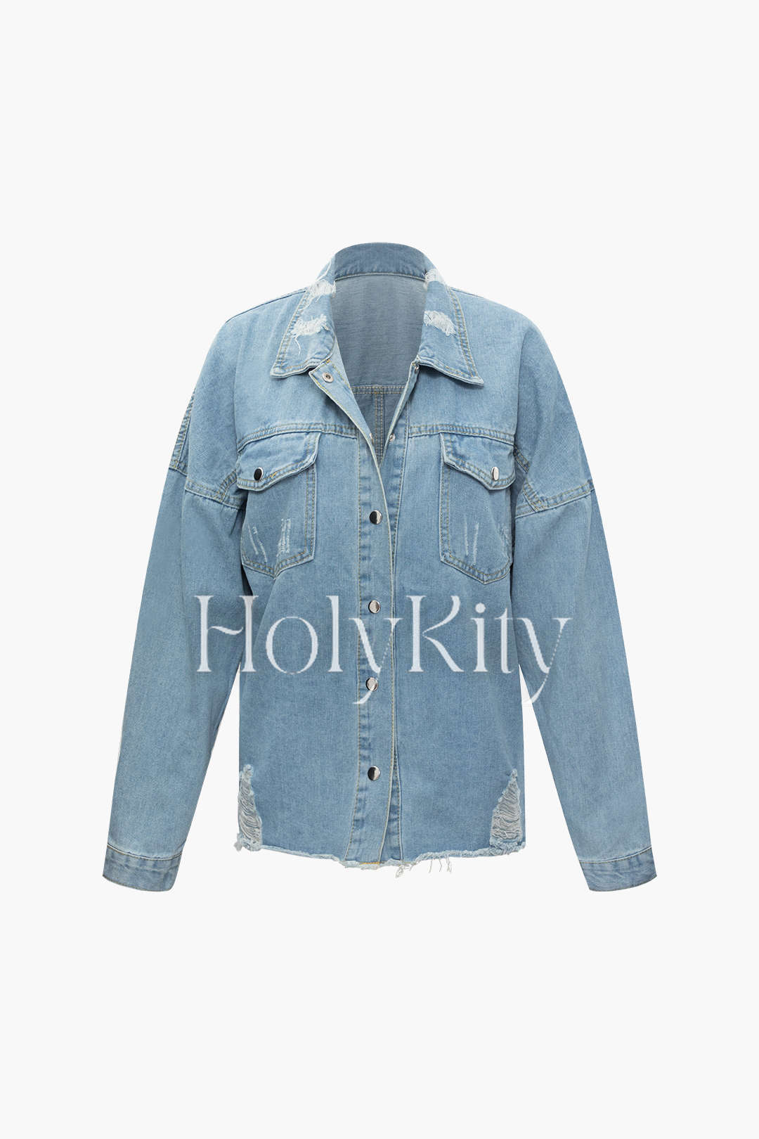 Jeansjacke mit zerrissenen Taschen