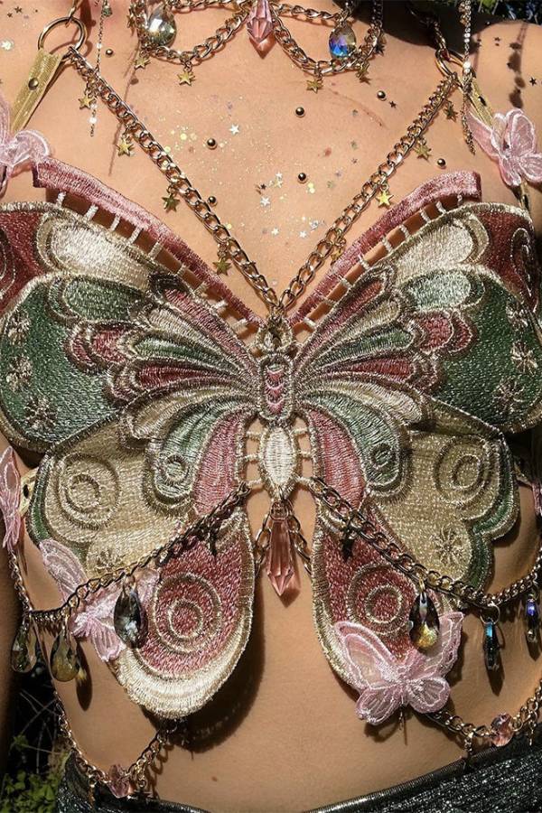 Butterfly-shaped patchwork metal strap