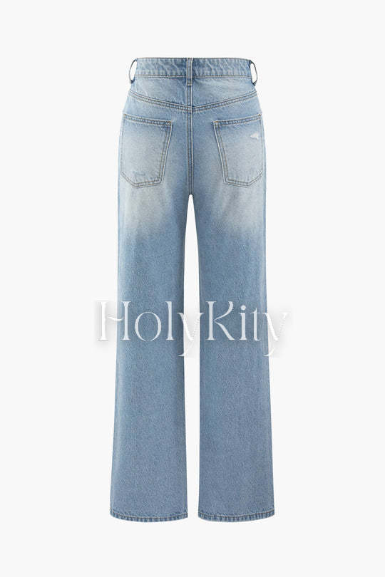 Gerade Jeans im Destroyed-Look