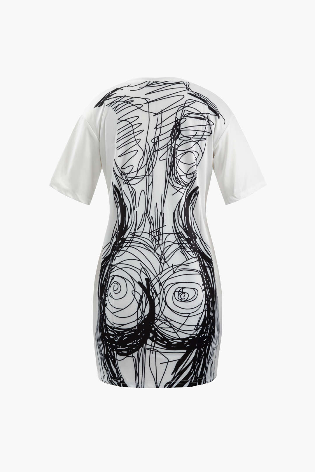 Kurzärmliges Minikleid mit abstraktem Liniendruck