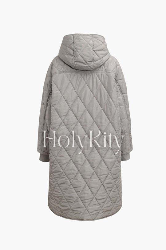 Veste à capuche matelassée en losanges