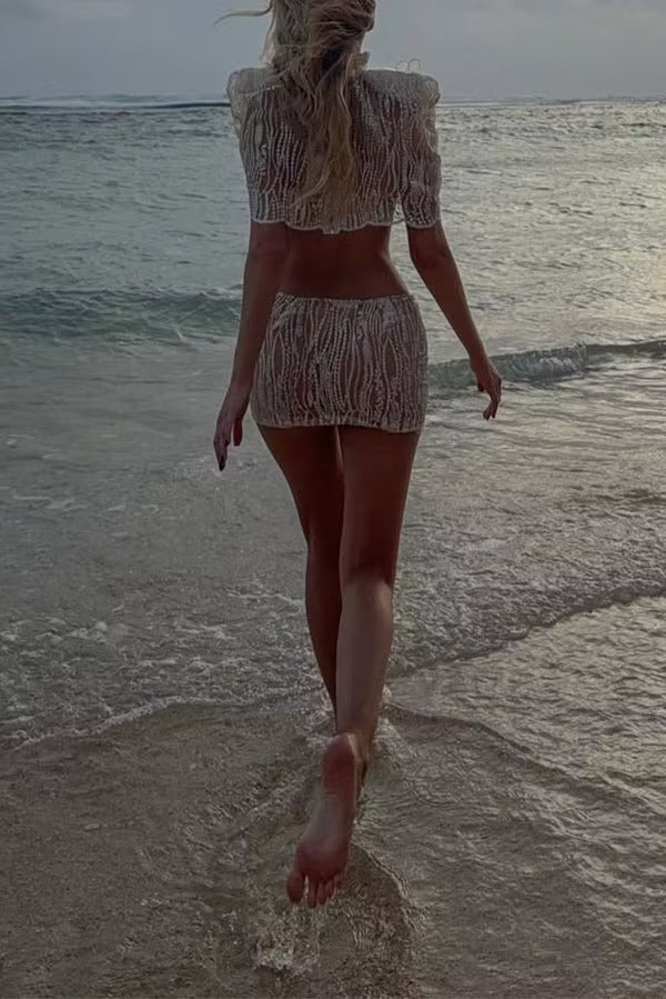 Sun-Kissed Sheer Embellished Two-Piece Set