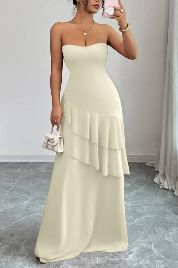 Elegant style tube top cake skirt dress