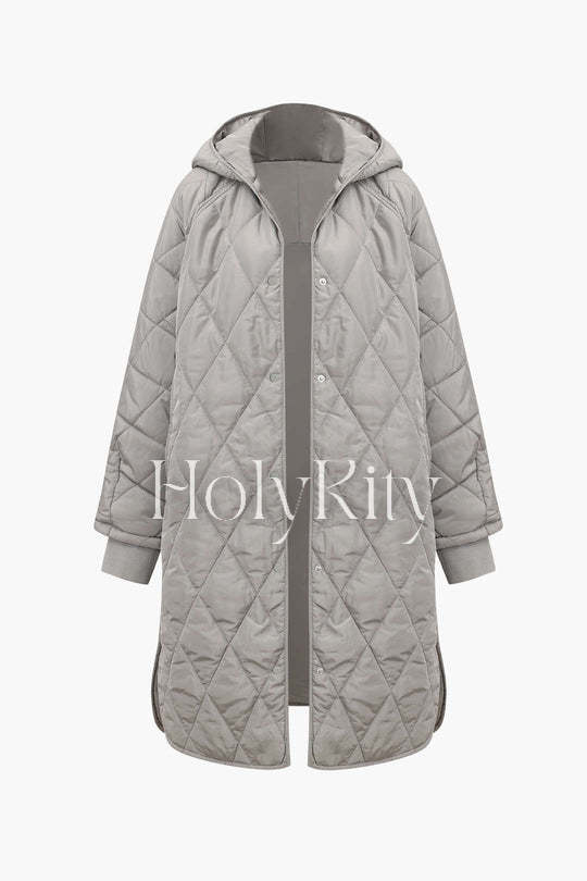Veste à capuche matelassée en losanges