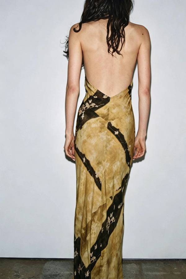 Tie-Dye Halter Cutout Maxi Dress