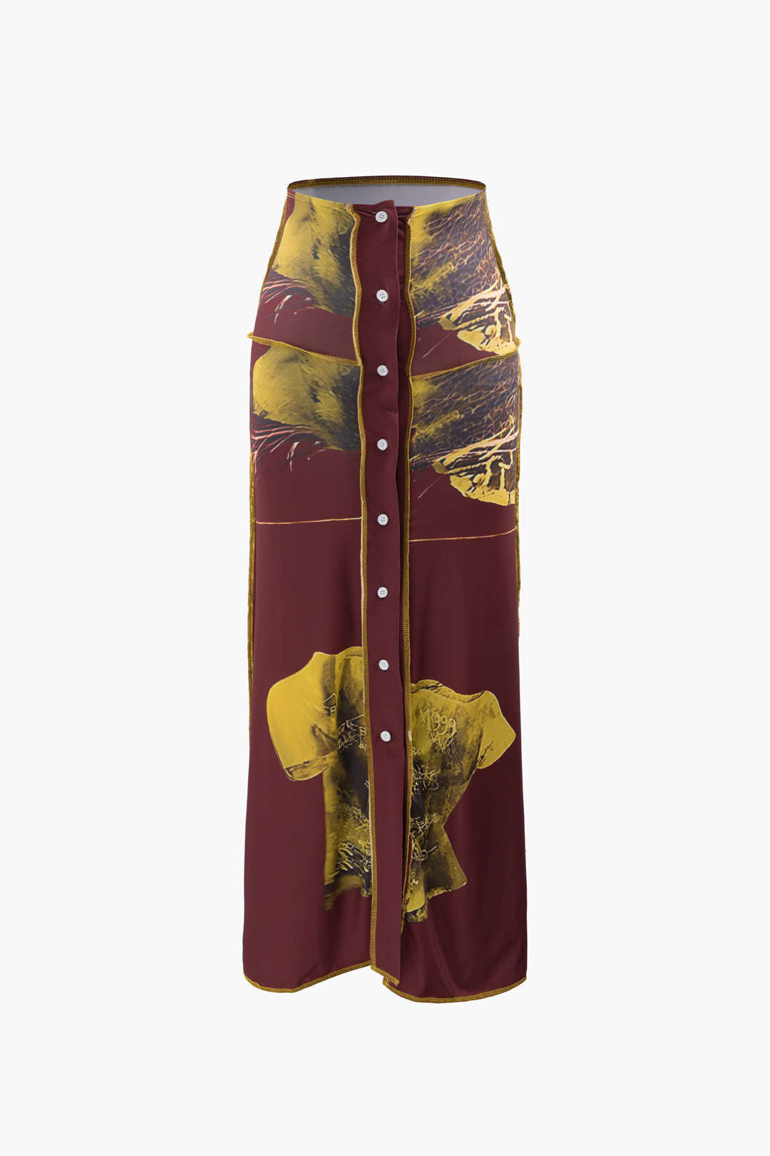 Sculpture Print Stitching Crop Top And Maxi Skirt Set