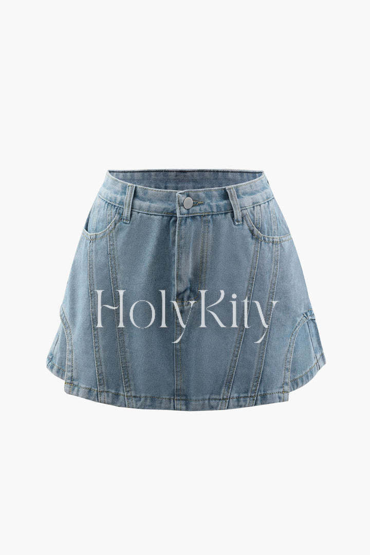Jeansshorts mit Kontrastnähten