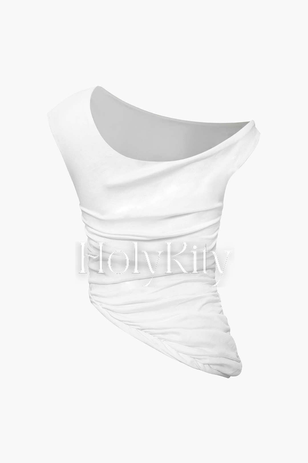 Asymmetrisches gerüschtes T-Shirt