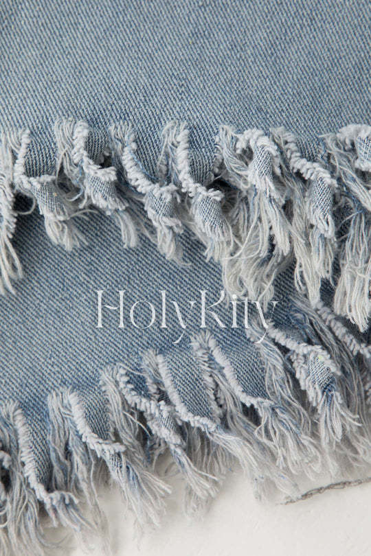 Frayed Wrap Straight Jeans