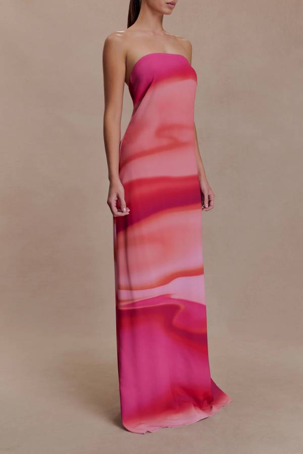 Strapless Chiffon Maxi Dress