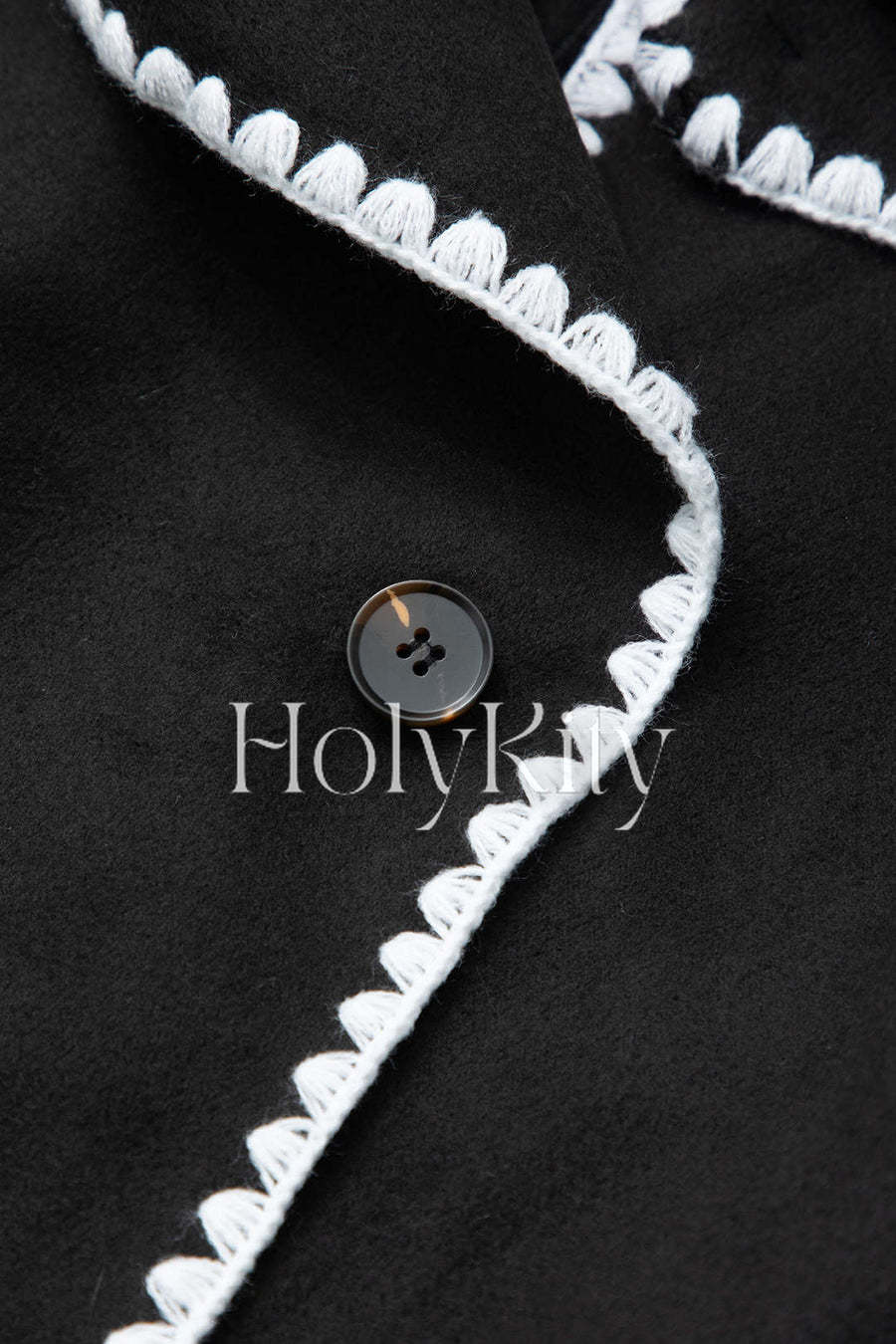 Contrast Trim Button Up Long Coat