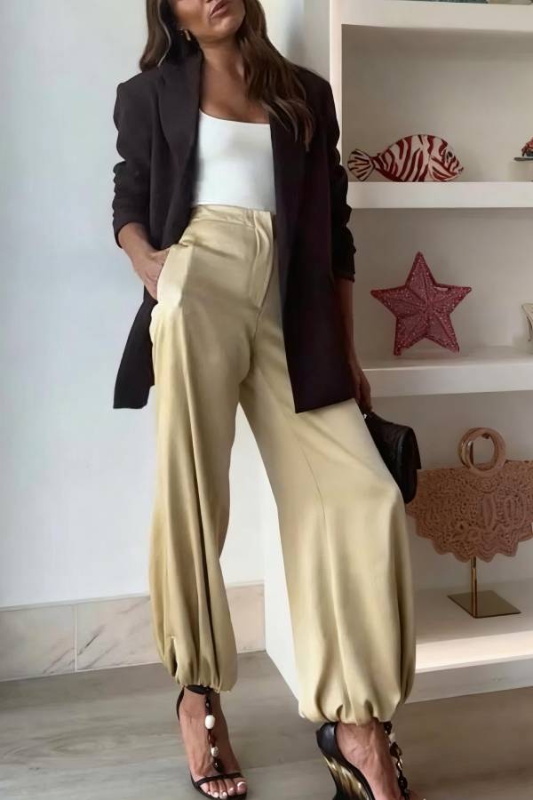 City Phantom Satin High Rise Pocket Aladdin Bloomers Pants