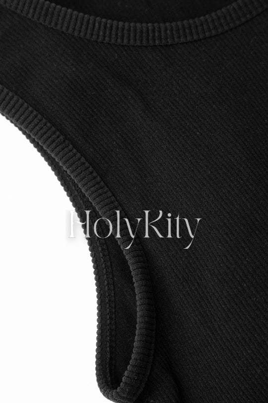 Tie Hem Rib Knit Tank Top