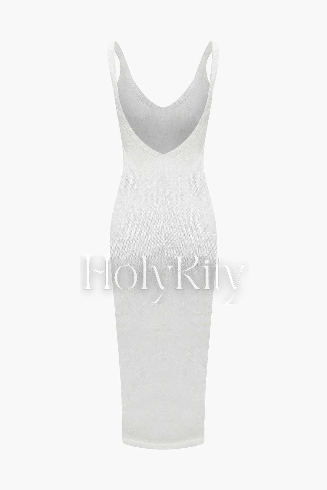 Robe longue dos nu en tricot à col en V et découpes