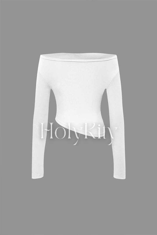 Ensemble haut asymétrique froncé à épaules dénudées et pantalon droit
