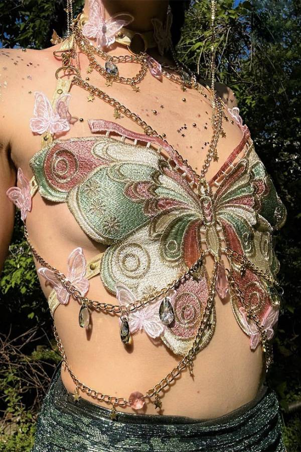 Butterfly-shaped patchwork metal strap
