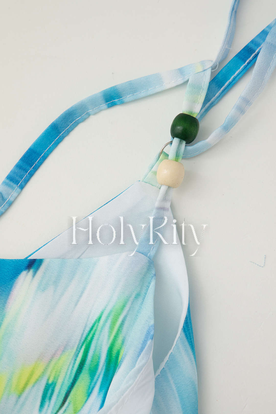 Maxikleid mit seitlicher Schnürung und Aquarellmotiv