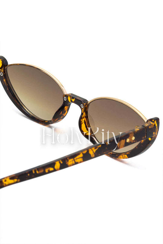 Tortoiseshell Cat Eye Half-rim Sunglasses