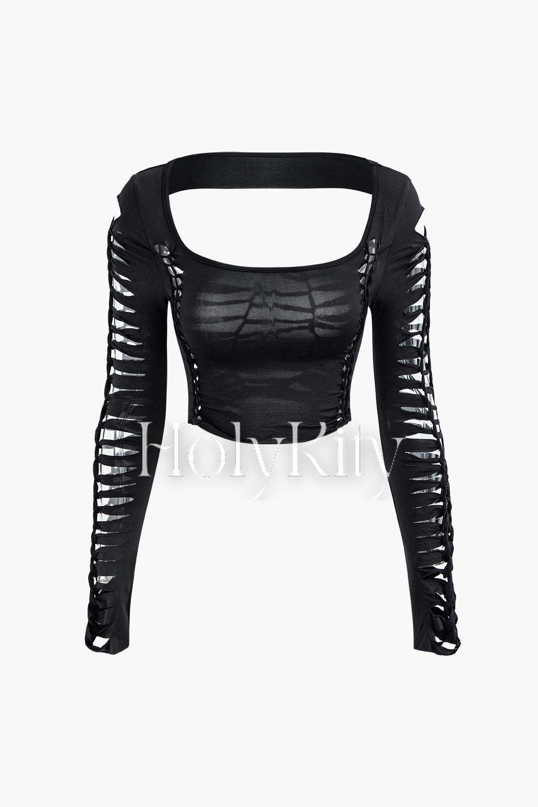 Square Neck Cut Out Braided Crop Top