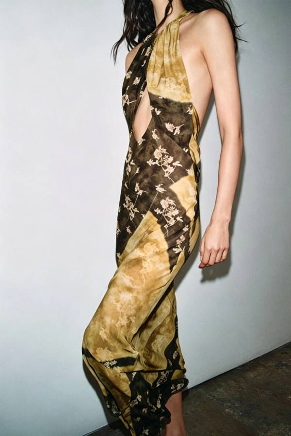 Tie-Dye Halter Cutout Maxi Dress