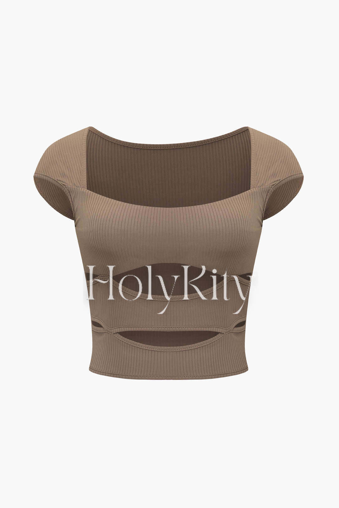 Kurzes T-Shirt mit eckigem Ausschnitt und Cut-Out