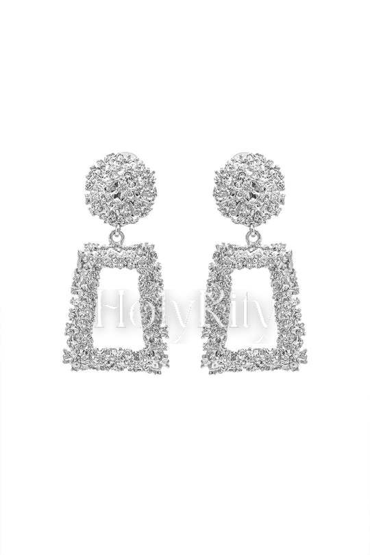 Textured Rectangle Drop Earrings